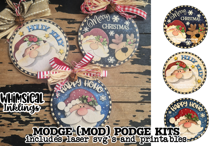 Happy HoHo Mod Podge Ornaments SVG and Printables