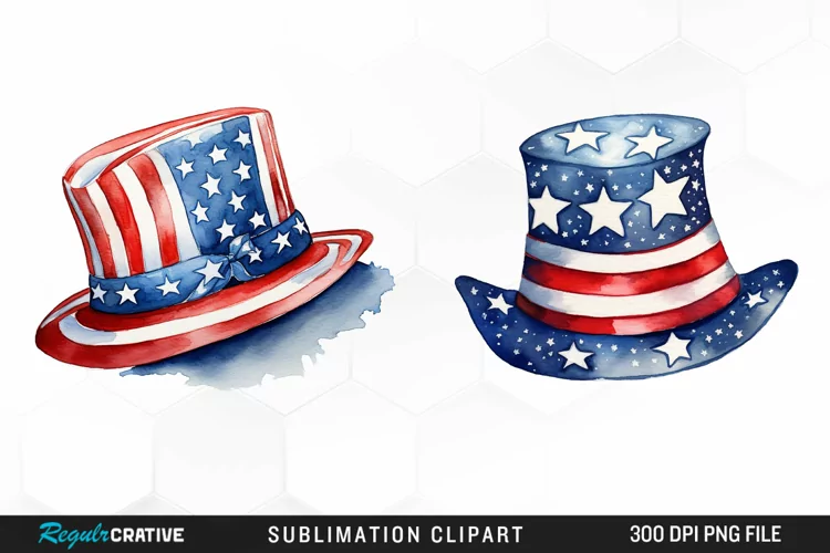 Watercolor Hat 4th of July PNG Clipart