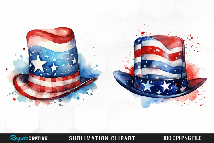 Watercolor Hat 4th of July PNG Clipart