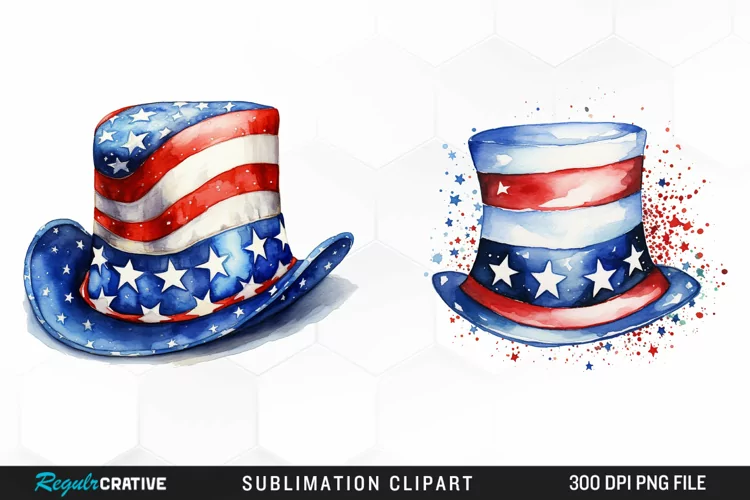 Watercolor Hat 4th of July PNG Clipart