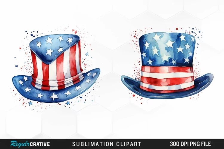 Watercolor Hat 4th of July PNG Clipart