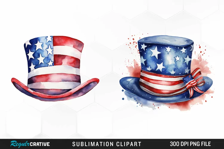 Watercolor Hat 4th of July PNG Clipart