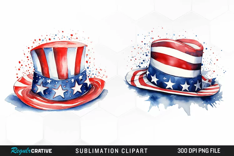 Watercolor Hat 4th of July PNG Clipart