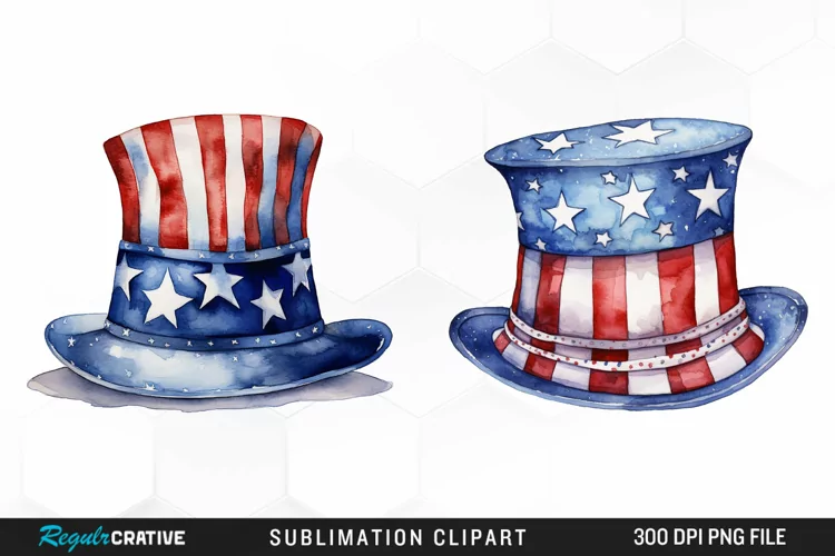 Watercolor Hat 4th of July PNG Clipart