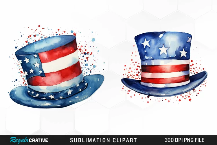 Watercolor Hat 4th of July PNG Clipart