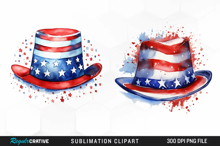 Watercolor Hat 4th of July PNG Clipart
