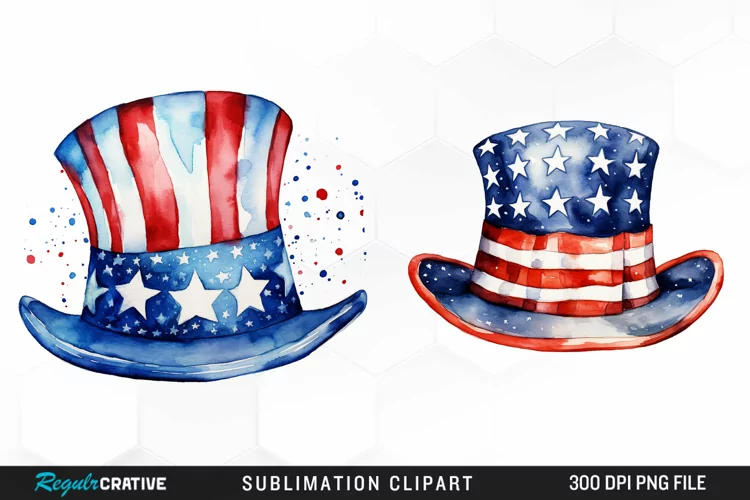 Watercolor Hat 4th of July PNG Clipart