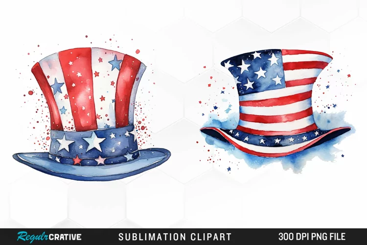 Watercolor Hat 4th of July PNG Clipart