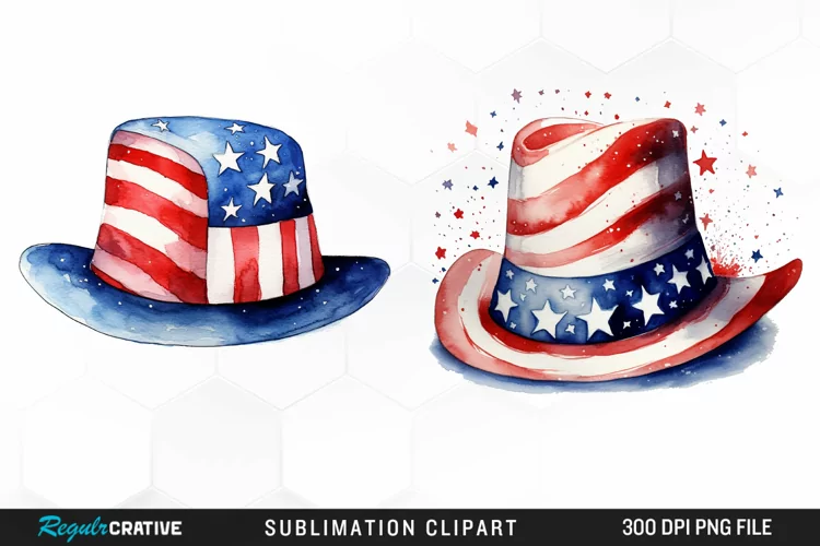 Watercolor Hat 4th of July PNG Clipart