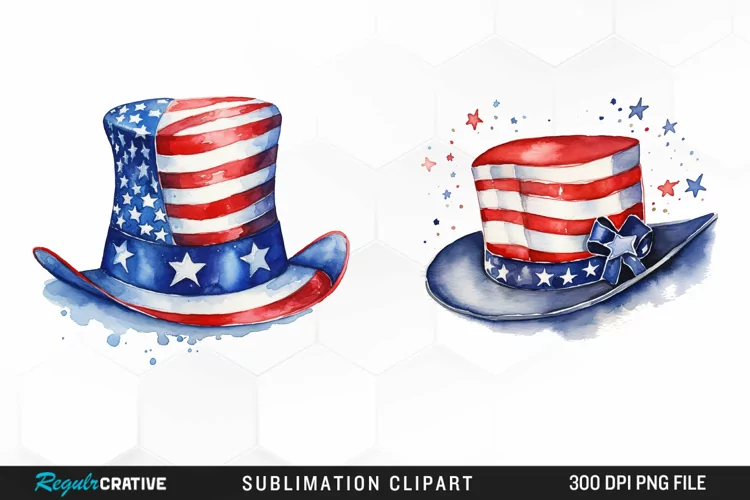 Watercolor Hat 4th of July PNG Clipart
