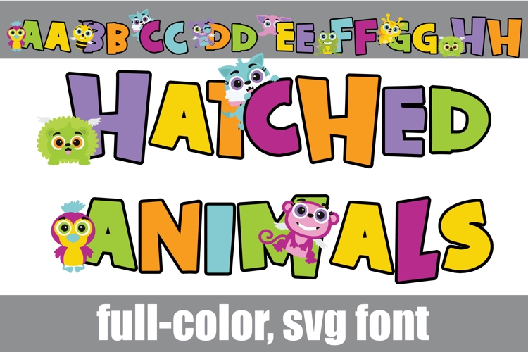 Hatched Animals Color Font