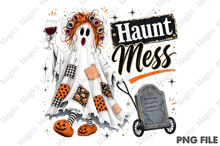 Haunt Mess PNG | Funny Halloween Sublimation Design example image 1