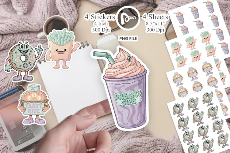 90s Pastel Diner Mascots Sticker