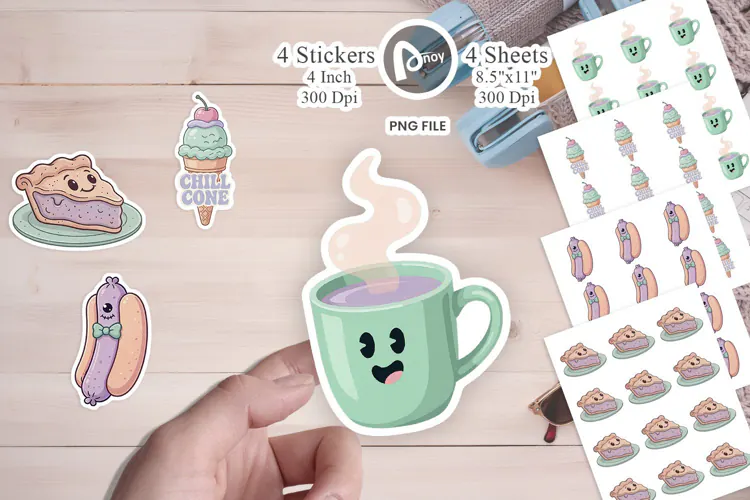 90s Pastel Diner Mascots Sticker