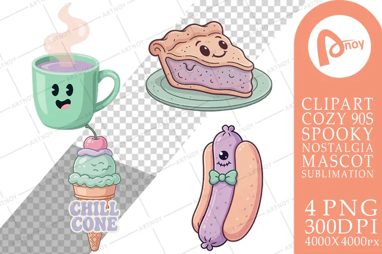 90s Pastel Diner Mascots Sublimation