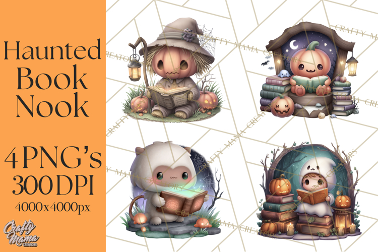 Haunted Book Nook Clipart Ghosts, Monsters   Spooky Library