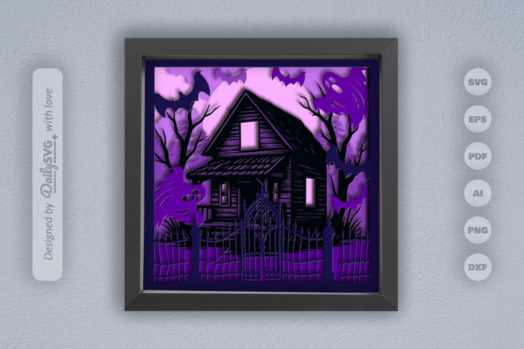 Haunted Cabin Layered Papercut 3D SVG
