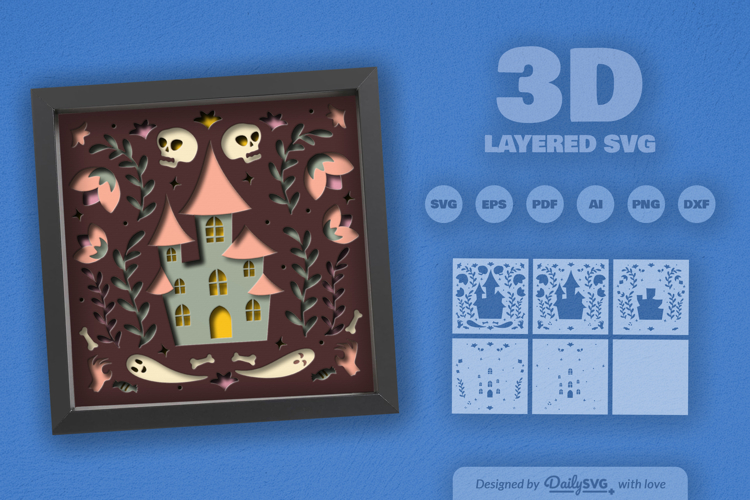 Haunted Castle Folk Art Layered Papercut