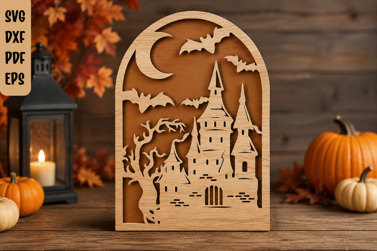 Haunted Castle Halloween Arch SVG