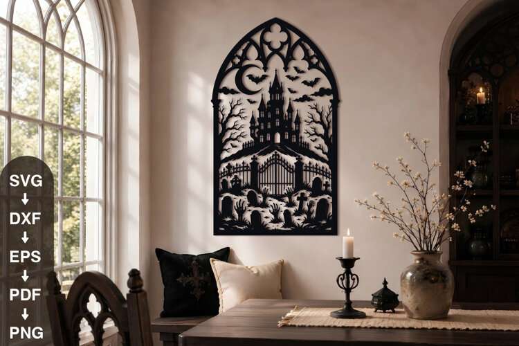 Haunted Castle Halloween SVG example image 1