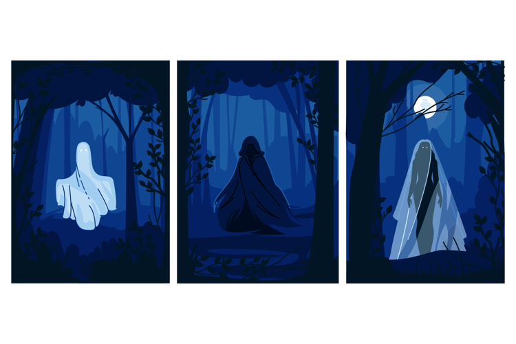 ghost haunted forest vector