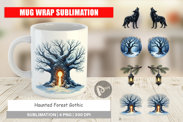Haunted Forest Christmas Mug Wrap
