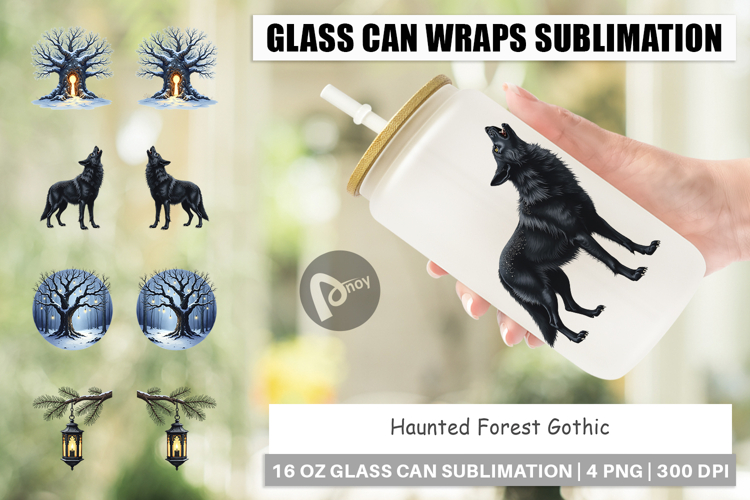 Haunted Forest Christmas Glass Can