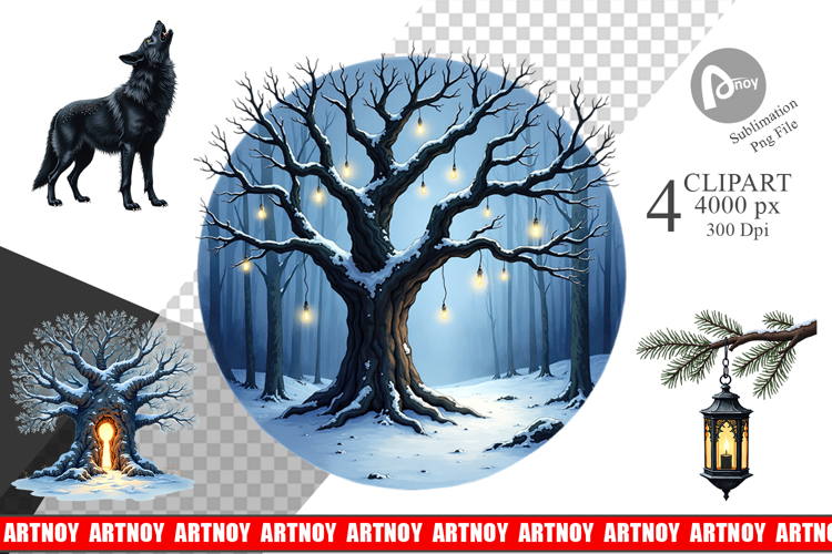Haunted Forest Christmas Clipart