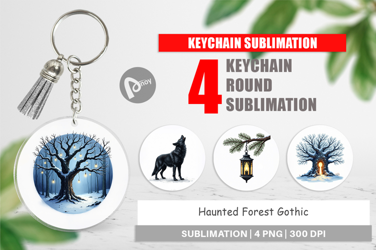 Haunted Forest Christmas Keychain
