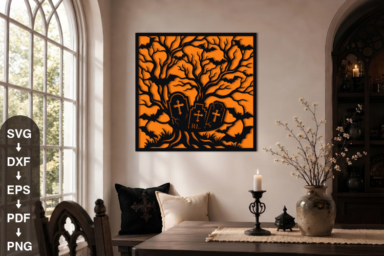 Haunted Graveyard Tree Halloween SVG