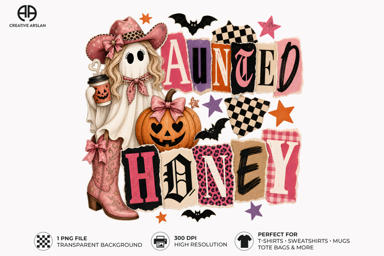 Haunted Honey Ghost PNG - Retro Halloween Sublimation Design