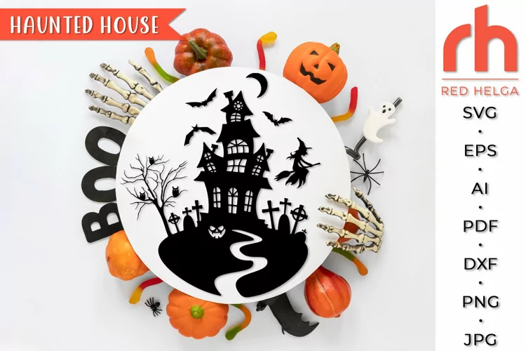 Haunted House SVG, Halloween Decor Cut File, Scary Home DXF