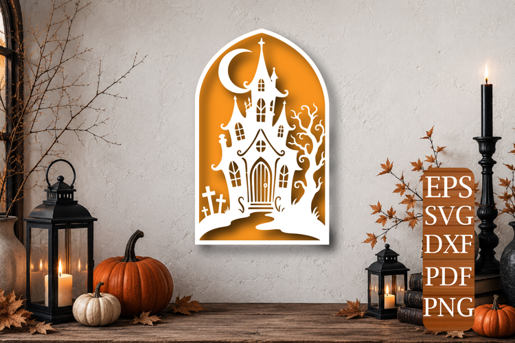 Haunted House Arch Window Laser Cut SVG