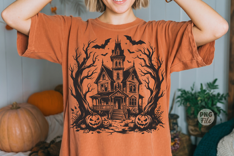 Haunted House Bat Halloween Png, Spooky Season Png