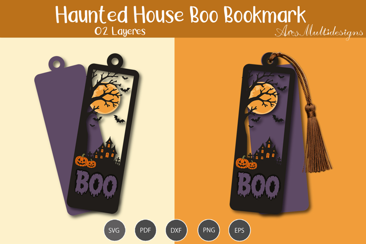 Haunted House Boo bookmark SVG