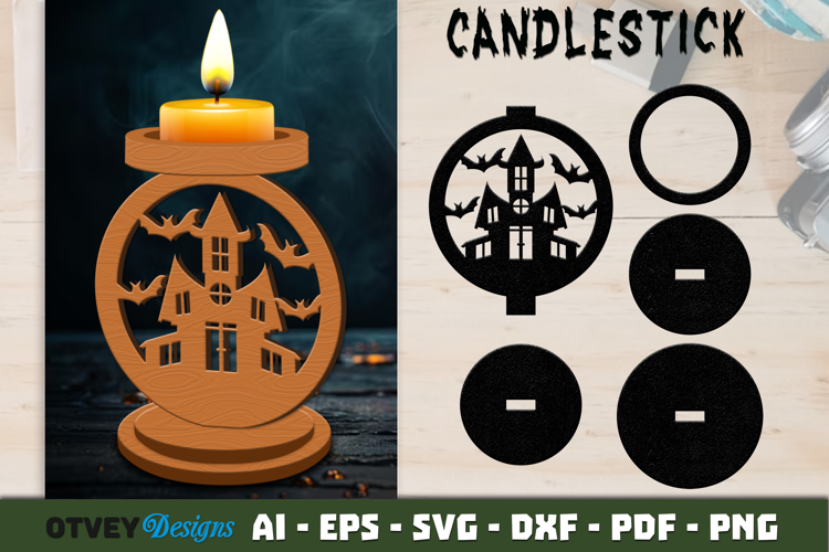 Halloween Pumkin Candlestick Lasercut