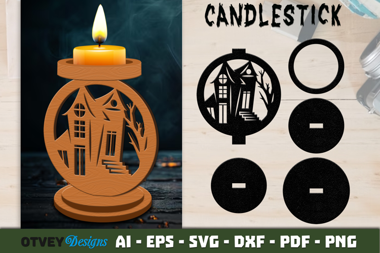Halloween Pumkin Candlestick Lasercut