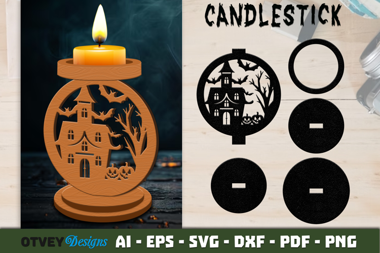 Halloween Pumkin Candlestick Lasercut