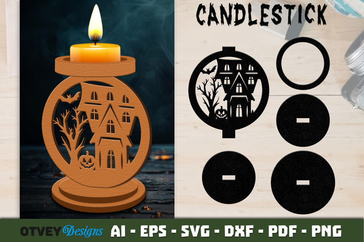 Halloween Pumkin Candlestick Lasercut
