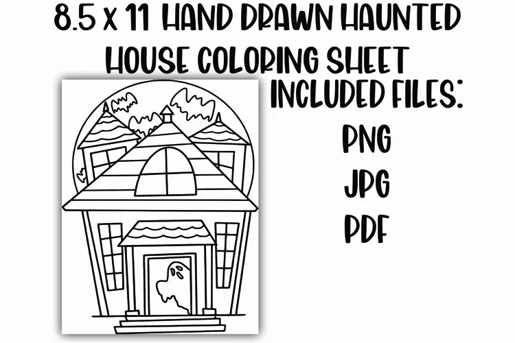 Haunted House Coloring Sheet - Halloween Coloring Sheet