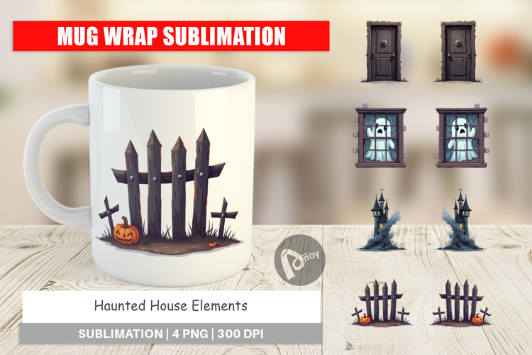 Mug Wrap Haunted House Elements