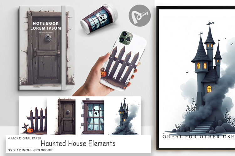 Digital Paper Haunted House Elements