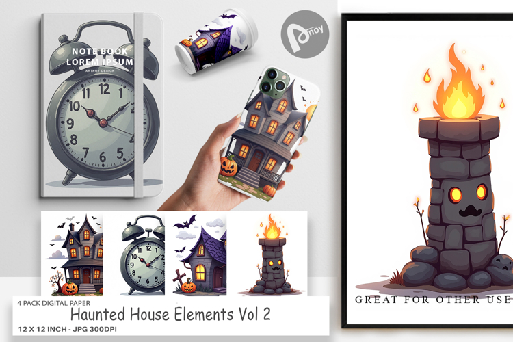 Digital Paper Haunted House Elements