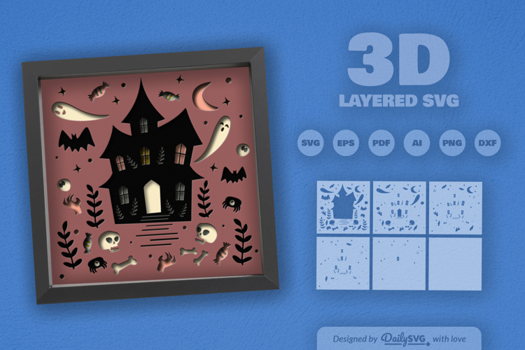 Haunted House Folk Art Layered Papercut