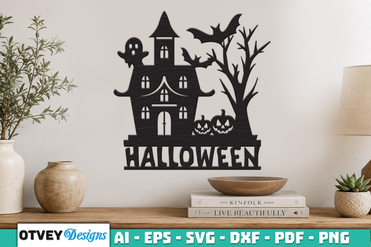 Haunted House Halloween Wall Decoration Laser Cut SVG