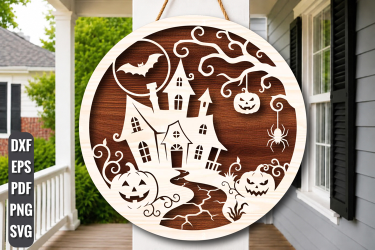 Haunted House Halloween Sign SVG