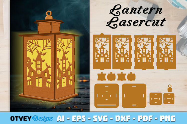 Haunted House Lantern Halloween Lasercut example image 1