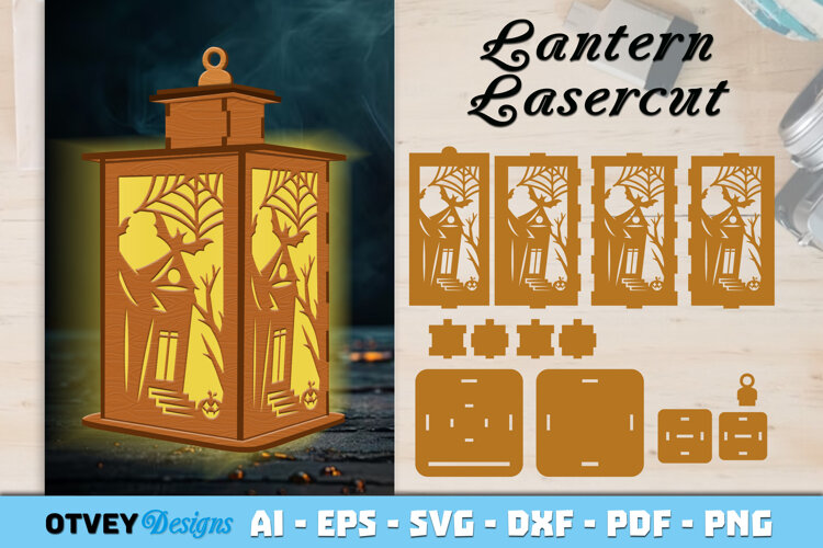 Haunted House Lantern Halloween Lasercut example image 1