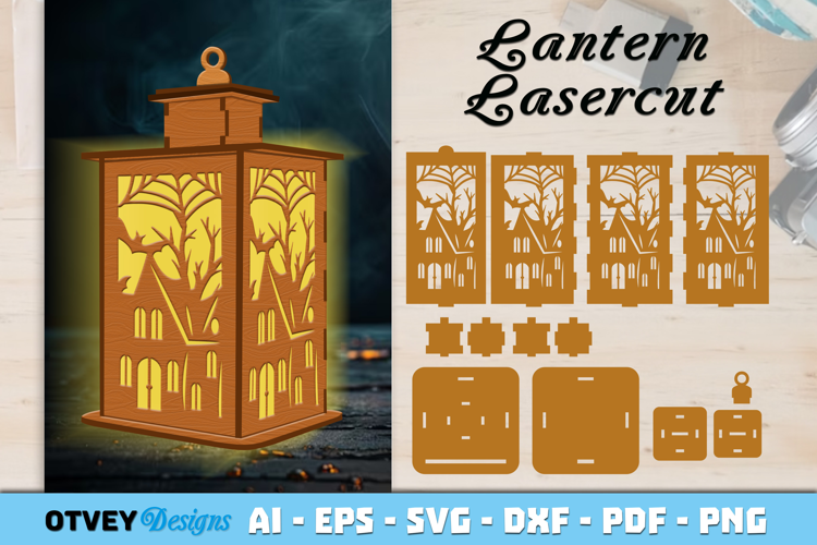 Haunted House Lantern Halloween Lasercut