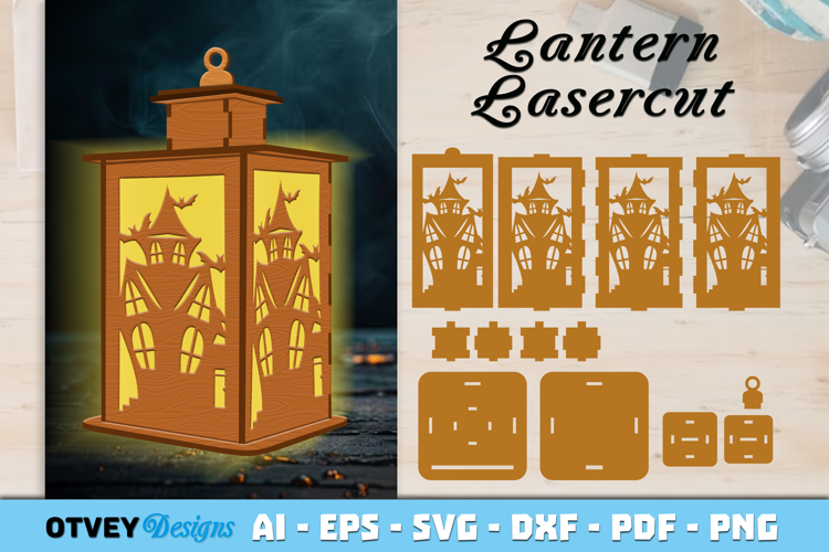Haunted House Lantern Halloween Lasercut